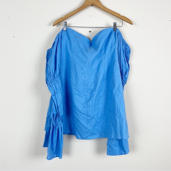 Sabo Skirt Tia Off-Shoulder Bell-Sleeve Blue Dress Size 10 - Picture 8 of 9